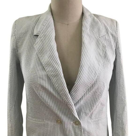 1970s The Villager Pinstriped Seersucker Jacket Size 12 Fits Modern Medium - Picture 2 of 5